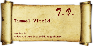 Timmel Vitold névjegykártya